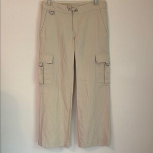 Banana Republic Women’s Wide Leg Cargo Khaki Beige Pants Sz 8 Cotton/Linen Blend